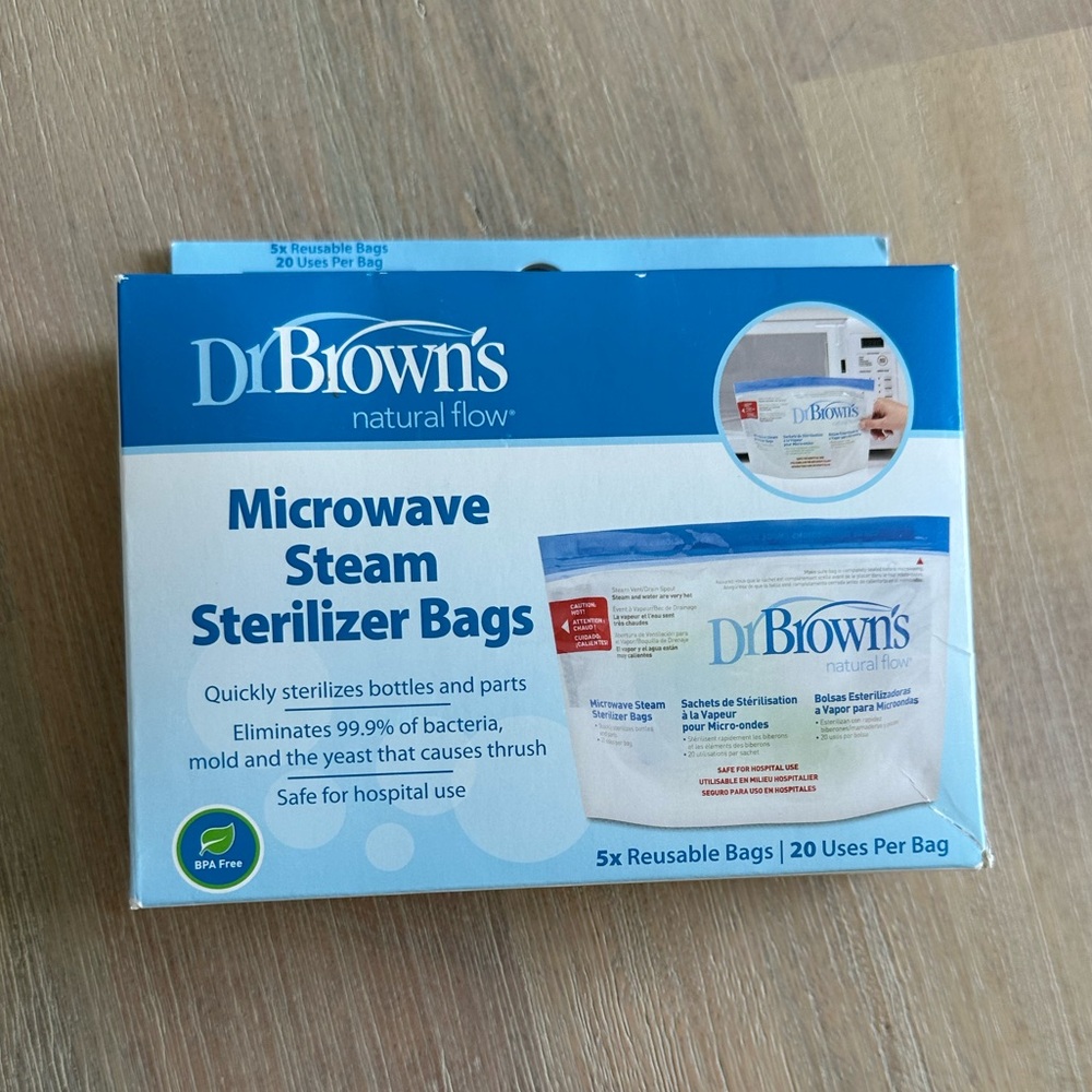 NIB Dr. Brown's Microwave Steam Sterilizer Bags for Baby Bottles